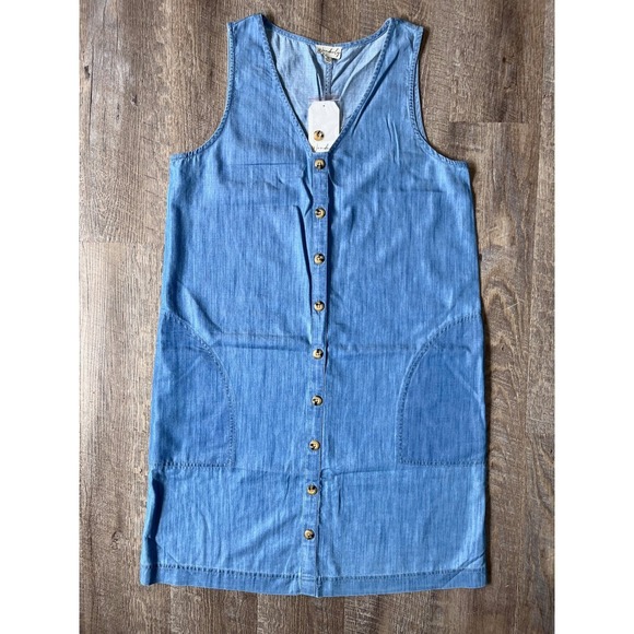 Wonderly Dresses & Skirts - Wonderly‎ Chambray Denim Tunic Sheath Shirt Dress Size M Blue Pockets Womens